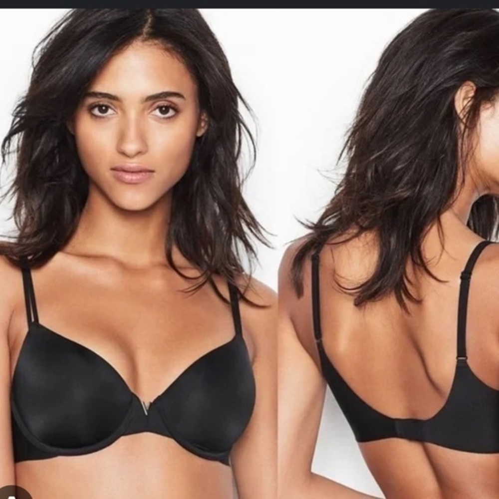 Victoria’s Secret Lined Perfect Coverage Black Bra with Gold V. NWOT Sz 38C